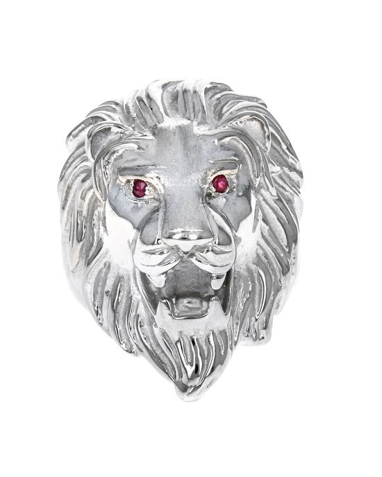 Lion Head Ring with Ruby Eyes